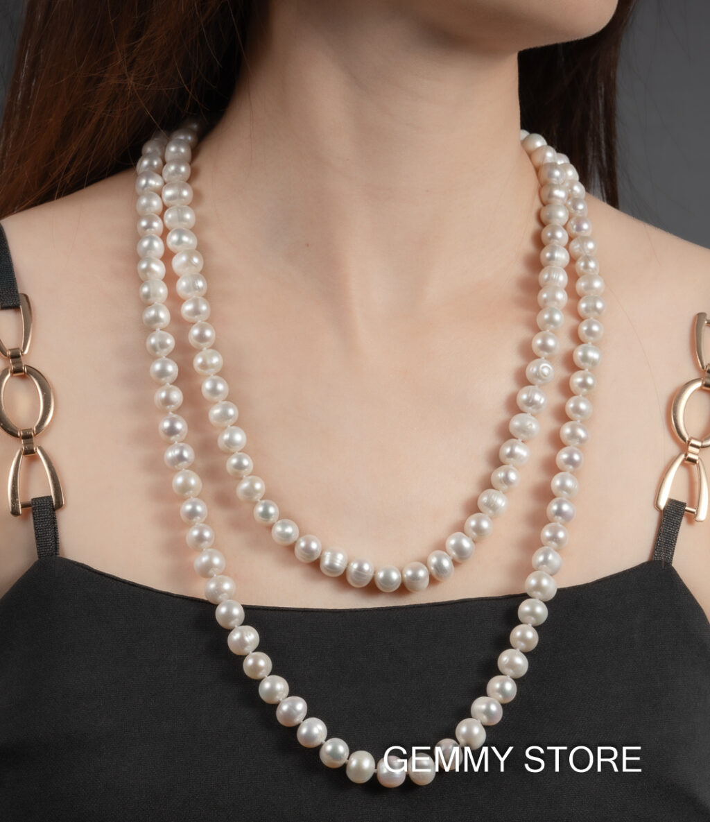 Vòng Ngọc Trai Dài Trắng Trơn 10 Ly NE1042 - Hình ảnh 3