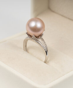 Nhẫn Ngọc Trai Tím Tròn Đẹp Kết Hợp S925 Vương Miện 12 ly SR1023