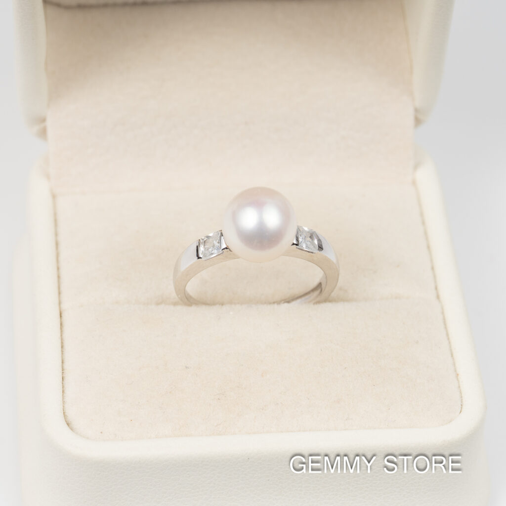 9mm Round White Pearl Ring Combined With S925 Silver SR1009 - Image 4