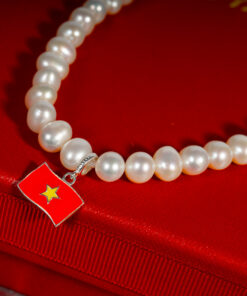 Vòng Cổ Ngọc Trai Trắng Cờ Việt Nam NP1049