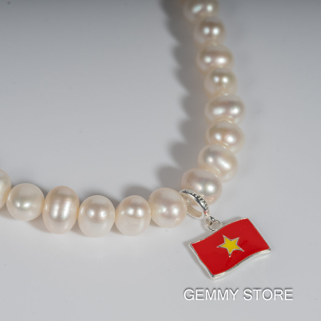 Vòng Cổ Ngọc Trai Trắng Cờ Việt Nam NP1049 - Hình ảnh 5