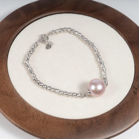 Vòng Tay Ngọc Trai Tím Kết Hợp Bi Bạc BC1025