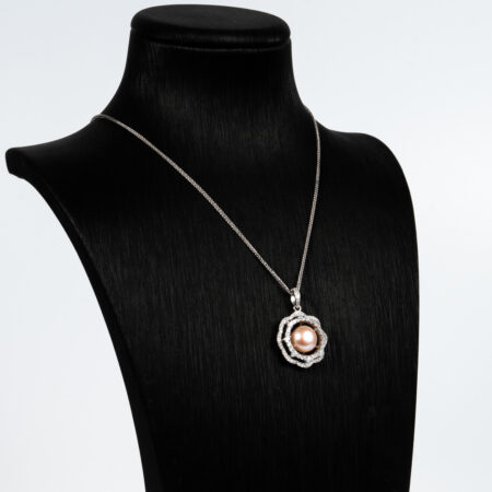 Silver Pearl Necklace with Stones SP1028