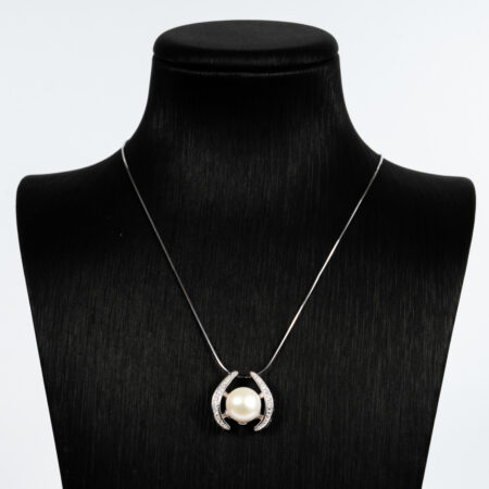 Silver Pearl Necklace with Stones SP1031