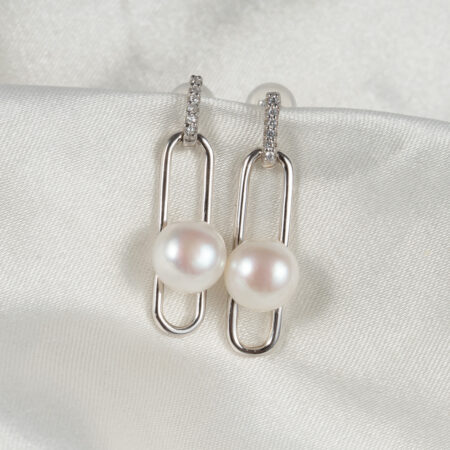 Bông Tai Ngọc Trai Bạc Dáng Thả DE1022