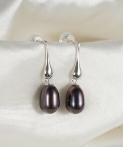 Bông Tai Ngọc Trai Đen Giọt Nước Dáng Thả DE1026