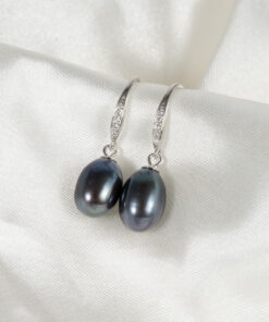 Bông Tai Ngọc Trai Đen Giọt Nước HE1009