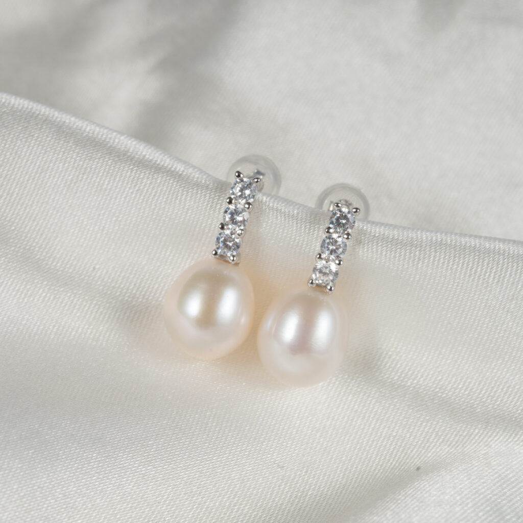 Bông Tai Ngọc Trai Nụ Đính Đá Giọt Nước SE1058 - Hình ảnh 6