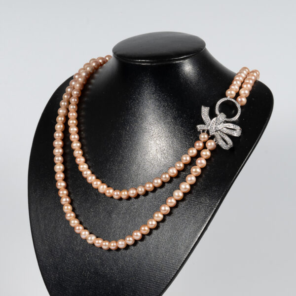 Chuỗi Ngọc Trai Hồng 2 Tầng Khóa Kiểu NP1072