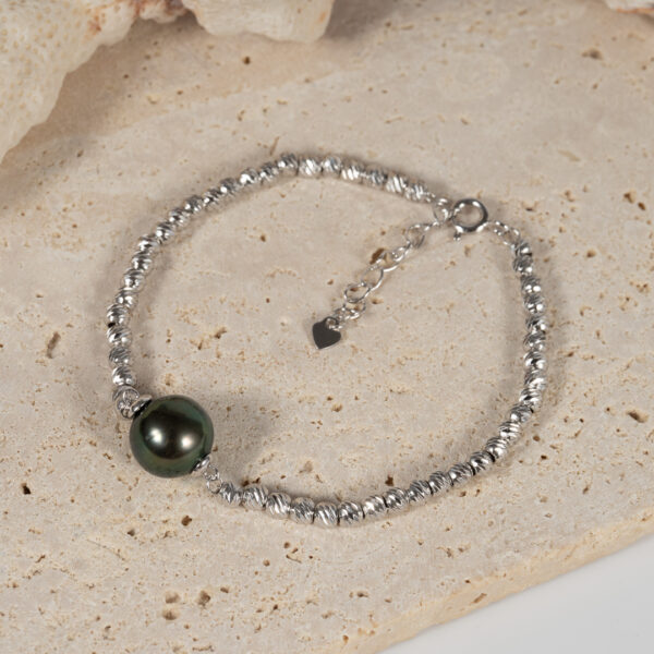 Lắc Tay Bạc Bi Ngọc Trai Biển Tahiti BC1043