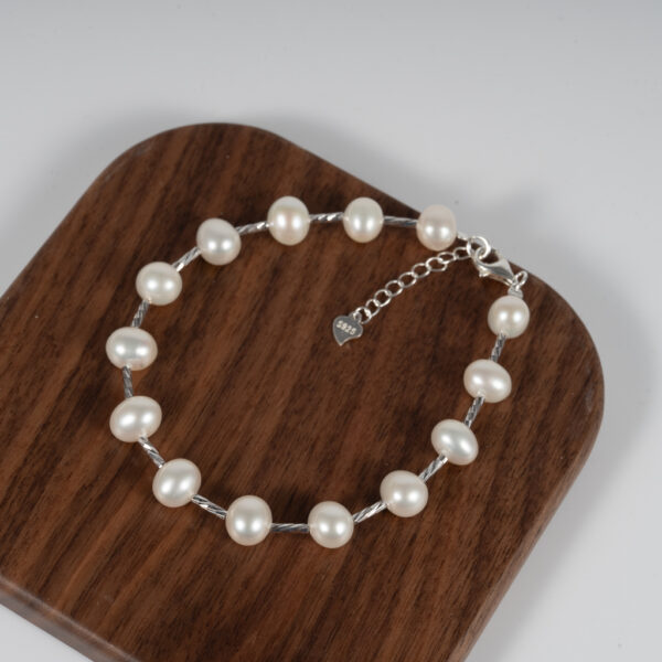 Lắc Tay Bạc Ngọc Trai Size To Cách Hạt BC1047