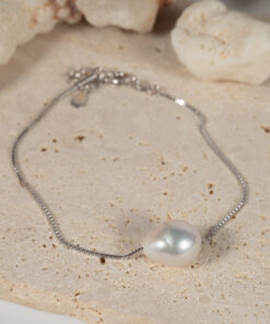 Lắc Tay Bạc Ngọc Trai Trắng Dị Hình BC1046