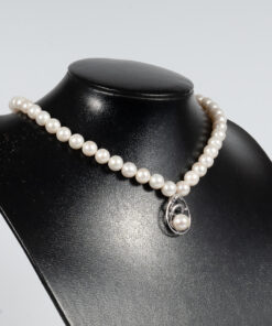 Vòng Cổ Ngọc Trai Trắng Mặt Bạc NP1071