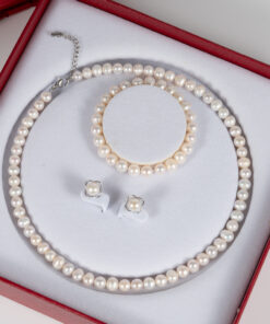 Bộ Trang Sức Ngọc Trai Gồm Vòng Cổ,Vòng Tay Và Bông Tai NE1077BESE1067