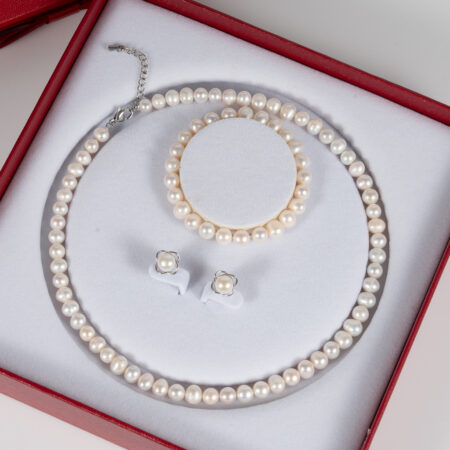Pearl Jewelry Set Including Necklace, Bracelet and Earrings NE1077BESE1067