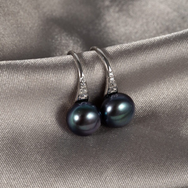 Bông Tai Ngọc Trai Đen Móc Câu HE1014