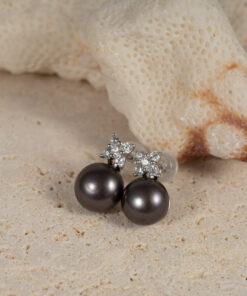 Bông Tai Ngọc Trai Đen Nụ Đá SE1064