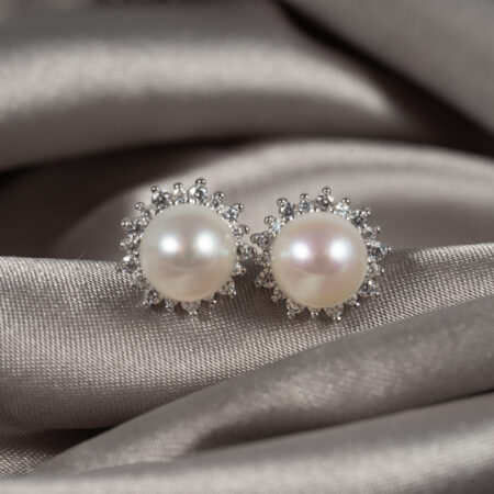 Bông Tai Ngọc Trai Nụ Viền Đá SE1068