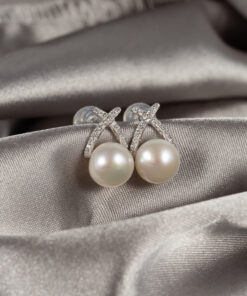 Bông Tai Ngọc Trai Nụ Viền Đá SE1069