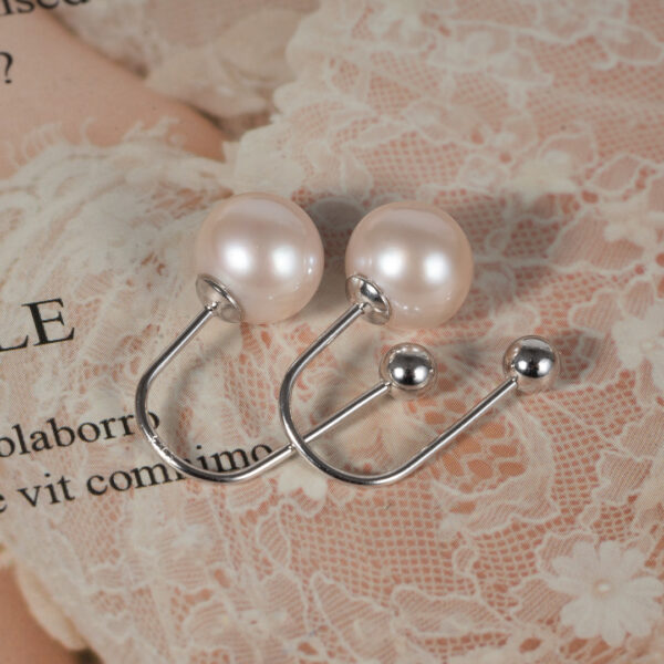 Bông Tai Ngọc Trai Trắng Hạt Tròn Trên Dưới DE1036