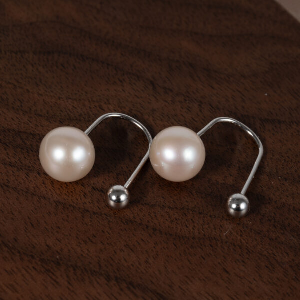 Bông Tai Ngọc Trai Trắng Hạt Tròn Trên Dưới DE1036