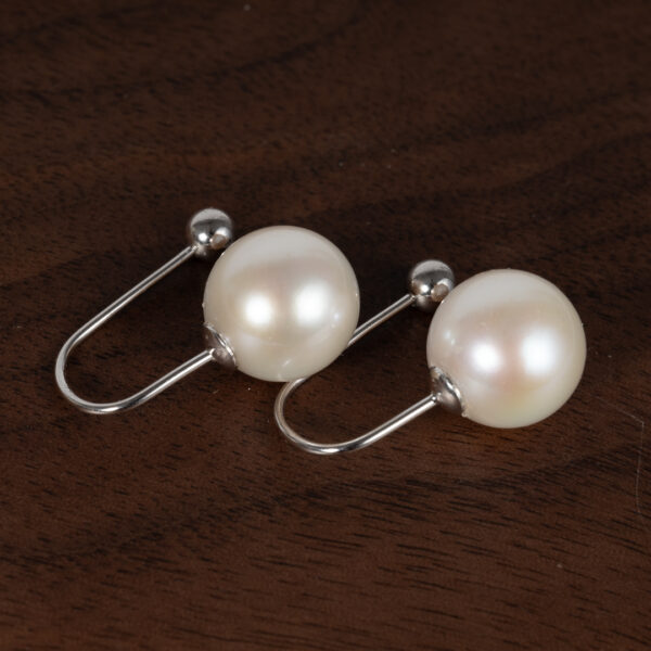 Bông Tai Ngọc Trai Trắng Hạt Tròn Trên Dưới Size Lớn DE1035