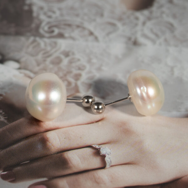 Bông Tai Ngọc Trai Trắng Trước Sau DE1033