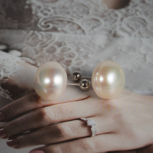 Bông Tai Ngọc Trai Trắng Trước Sau DE1033