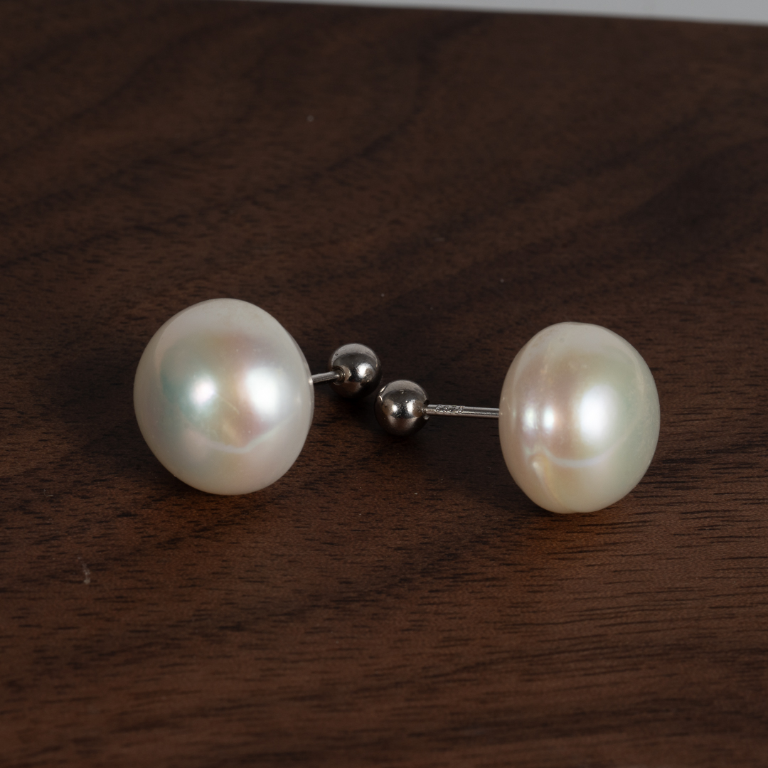 Bông Tai Ngọc Trai Trắng (tím) Trước Sau DE1033 - Hình ảnh 2