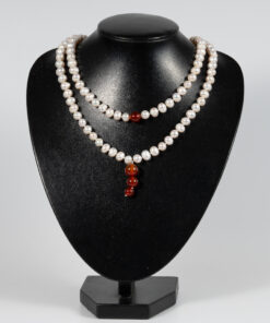 Vòng Ngọc Trai Dài 108 Hạt Kết Hợp Đá Mã Não Đỏ NP1074