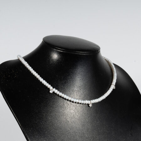 Small Pearl Necklace with Small Stone Pendant NP1077