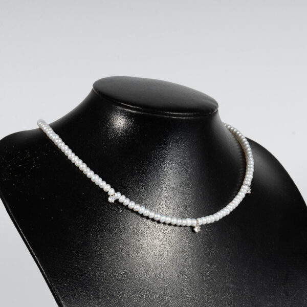 Small Pearl Necklace with Small Stone Pendant NP1077