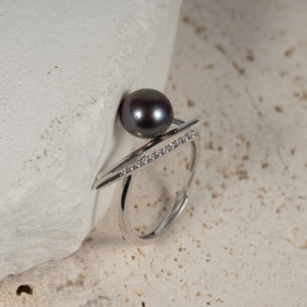 Black Pearl Ring with S925 Sterling Silver Combination SR1033
