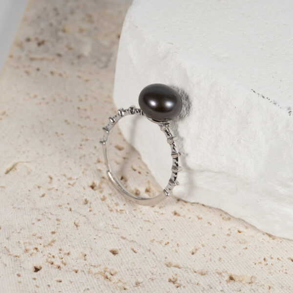 Black Pearl Ring with S925 Sterling Silver Combination SR1035