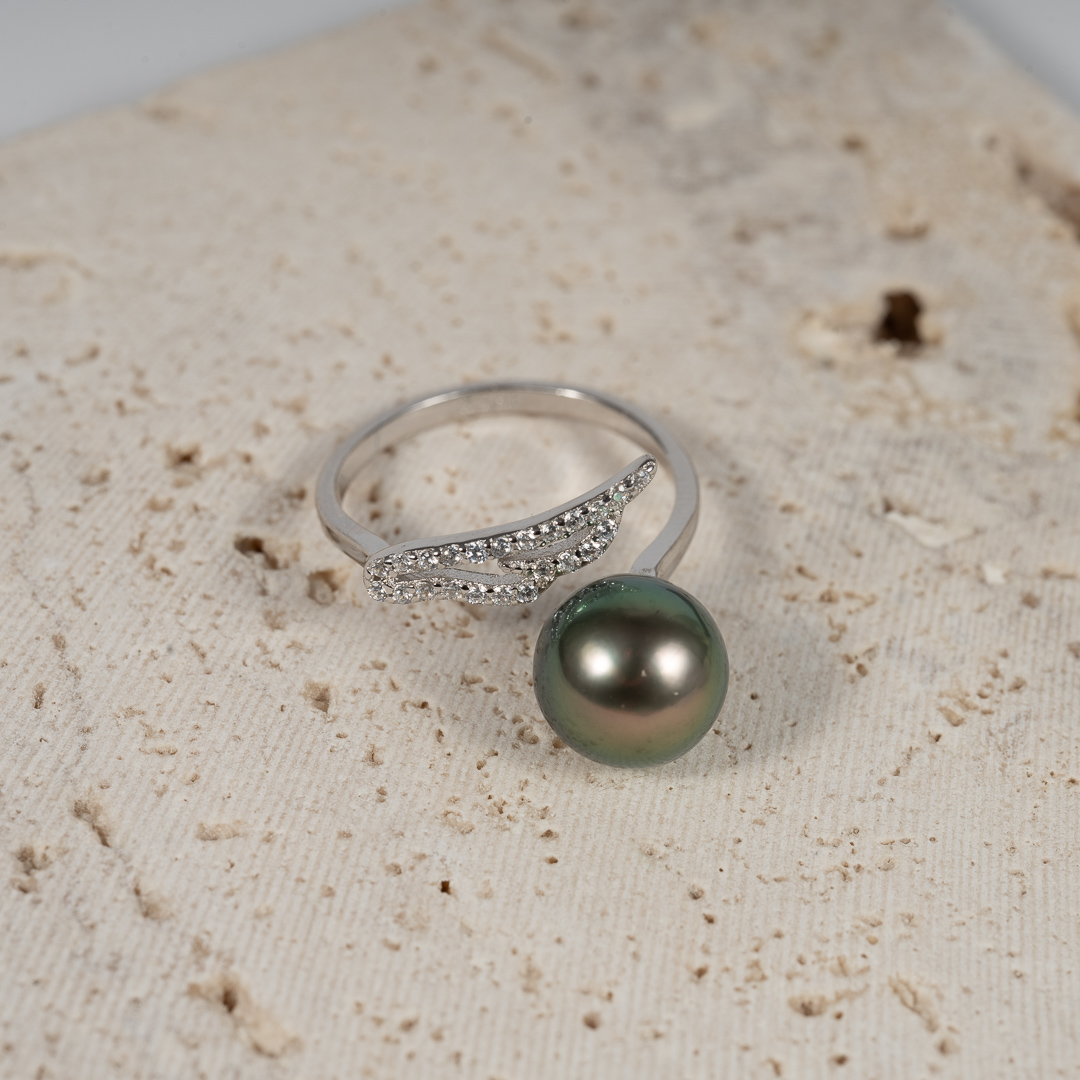 Nhẫn Ngọc Trai Tahiti Đen S925 SR1040 - Hình ảnh 3