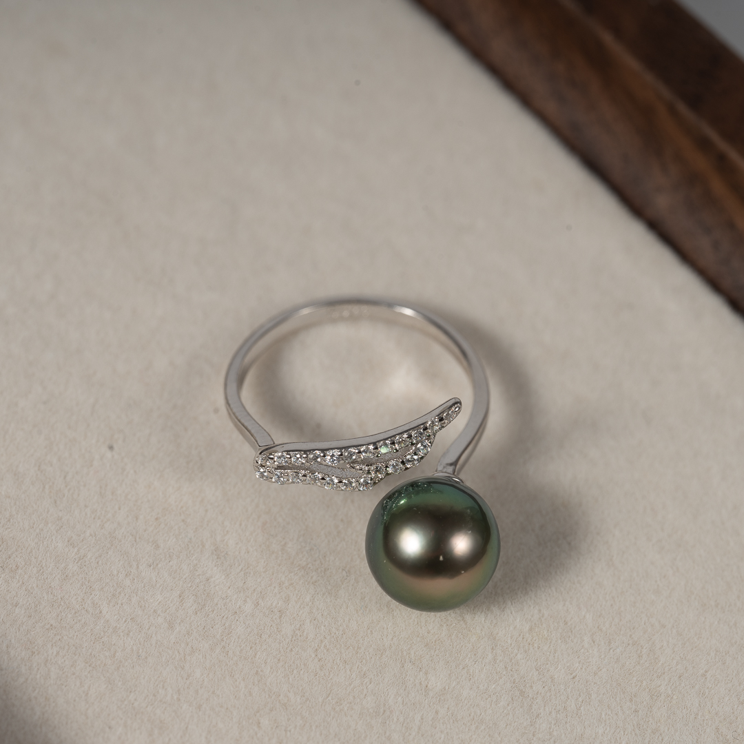 Nhẫn Ngọc Trai Tahiti Đen S925 SR1040 - Hình ảnh 2