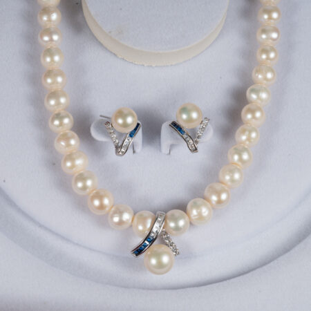 Bộ Trang Sức Ngọc Trai Vòng Cổ Có Mặt Và Bông Tai SET1012