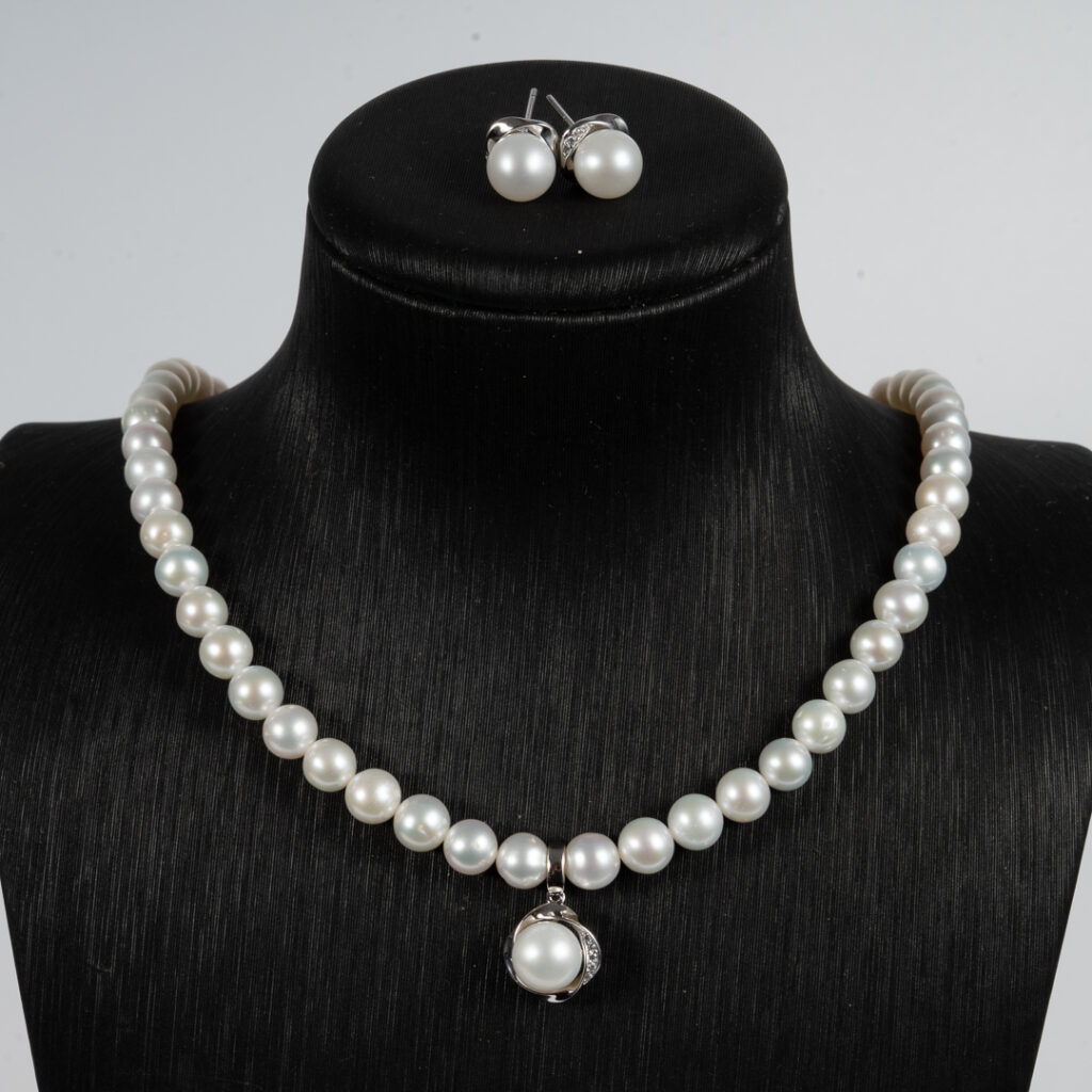 Bộ Trang Sức Ngọc Trai Vòng Cổ Có Mặt Và Bông Tai SET1013