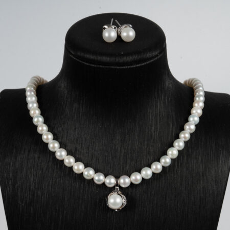 Bộ Trang Sức Ngọc Trai Vòng Cổ Có Mặt Và Bông Tai SET1013