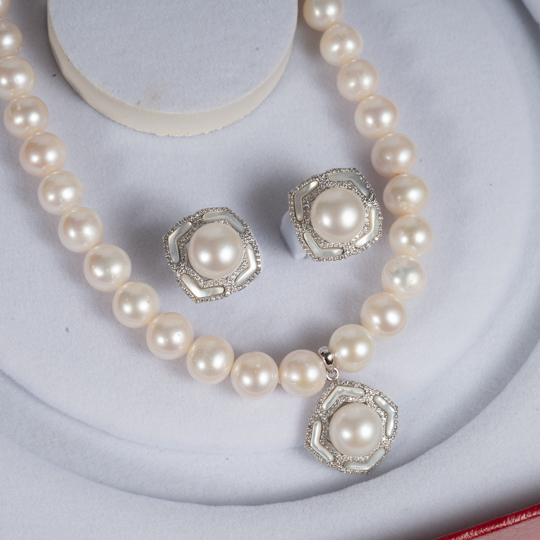 Bộ Trang Sức Ngọc Trai Vòng Cổ Có Mặt Và Bông Tai SET1014 - Hình ảnh 2
