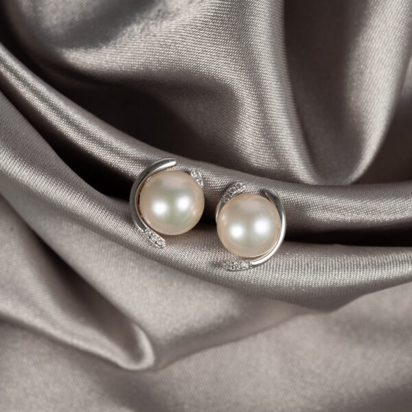 Bông Tai Ngọc Trai Viền Bạc DE1040