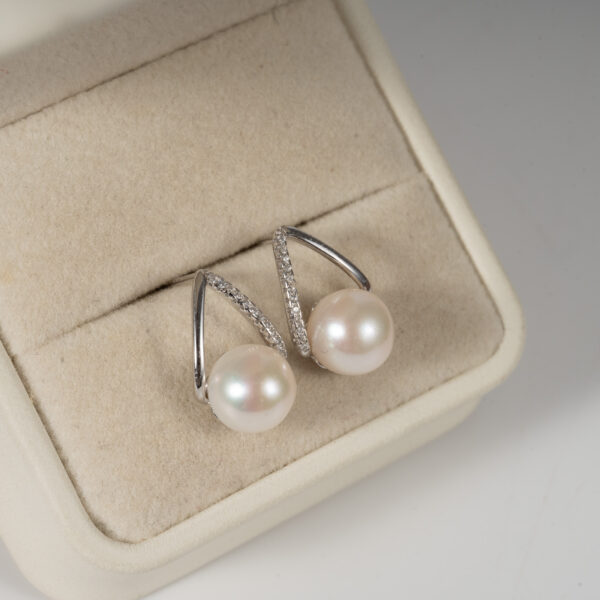 Bông Tai Ngọc Trai Viền Đá SE1089