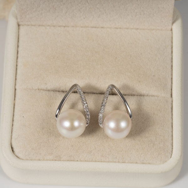 Bông Tai Ngọc Trai Viền Đá SE1089