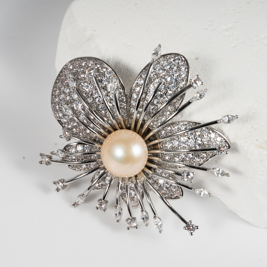 Cài Áo Ngọc Trai Bông Hoa Sang Trọng BR0108 - Hình ảnh 2