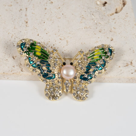 Cài Áo Ngọc Trai Bướm Vàng BR0125