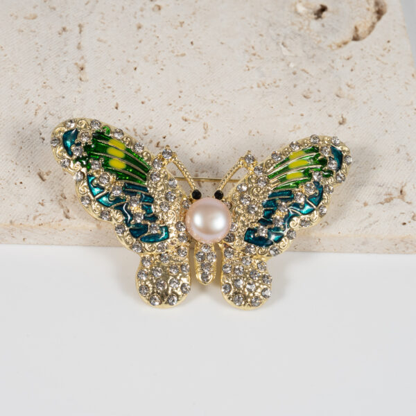 Cài Áo Ngọc Trai Bướm Vàng BR0125