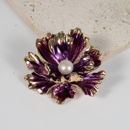 Cài Áo Ngọc Trai Mẫu Đơn Tím BR0101