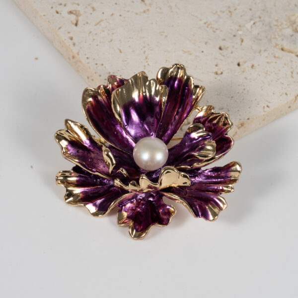 Cài Áo Ngọc Trai Mẫu Đơn Tím BR0101