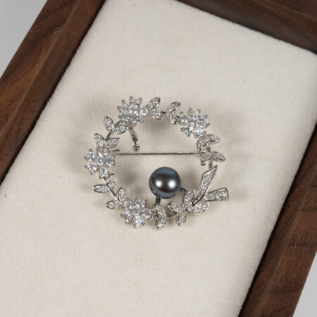 Cài Áo Ngọc Trai Nhành Ô Liu Trắng BR0105