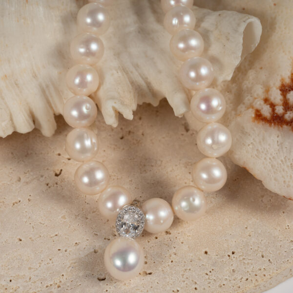 Vòng Ngọc Trai Kết Hợp Mặt Bạc NP1080